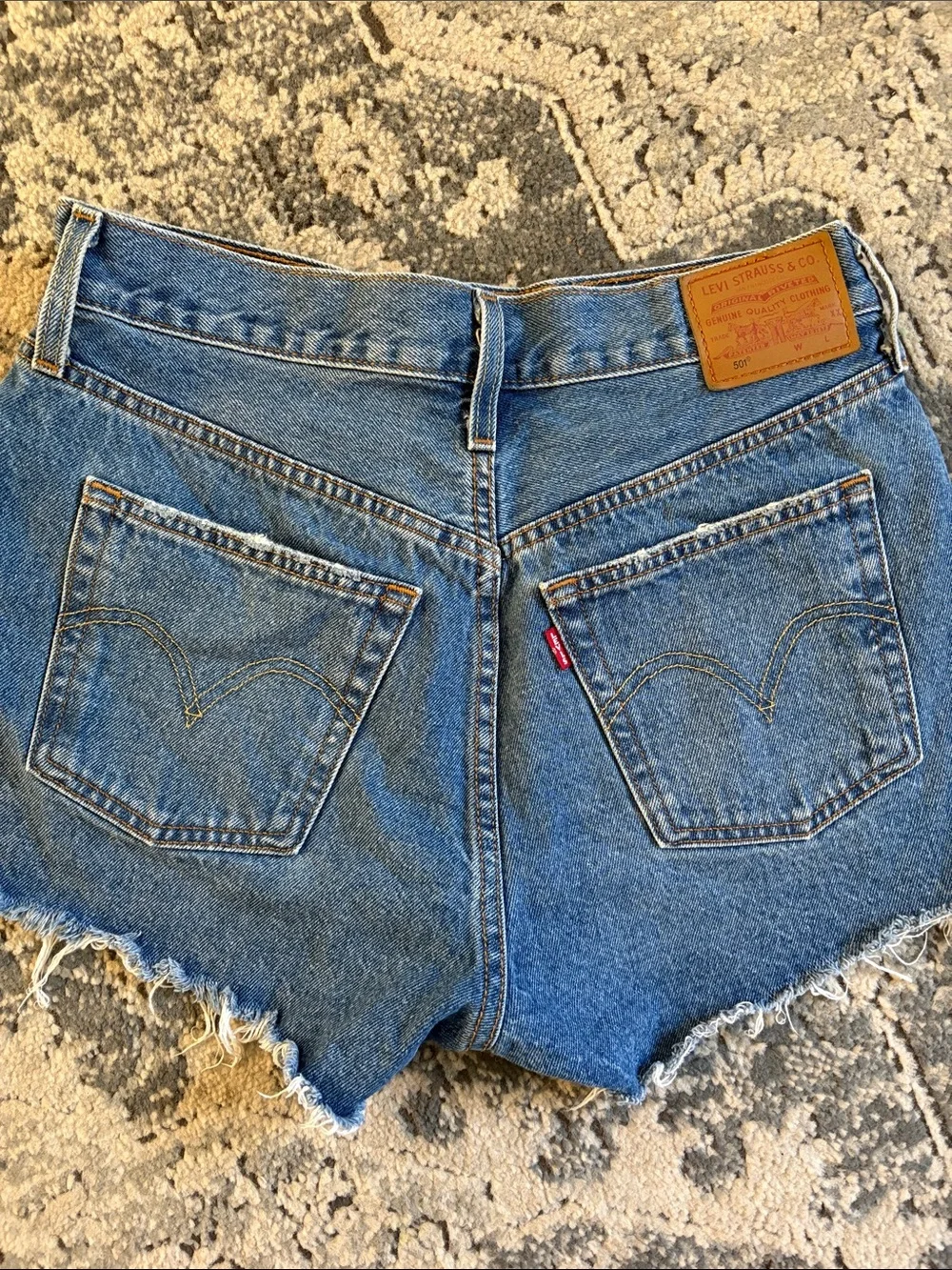 Levi's Women's 501 buttonfly Blue Denim Cutoff Shorts